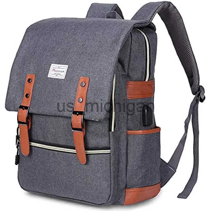 Zaino Zaino per laptop vintage adatto per donna Uomo Elegante borsa da scuola per il tempo libero con porta di ricarica USB adatta per laptop da 156 pollici J230806