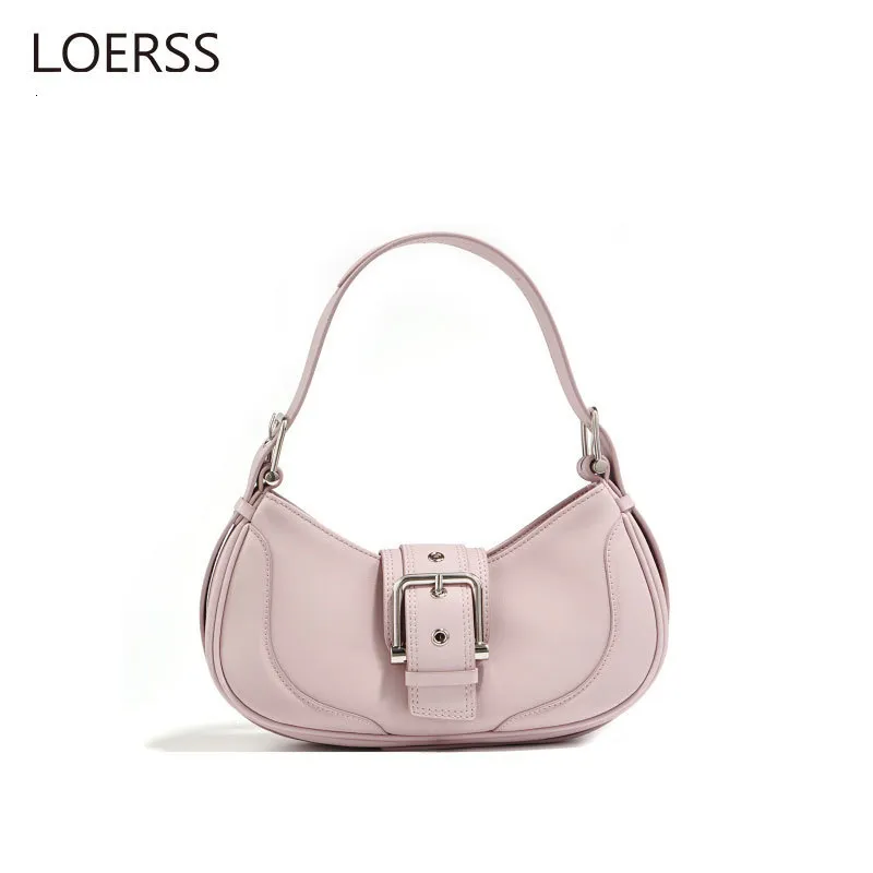 Evening Bags LOERSS Underarm Bag Split Leather Crossbody Adjustable Strap Half Moon Casual Shoulder for Women Versatile Handbag 230804