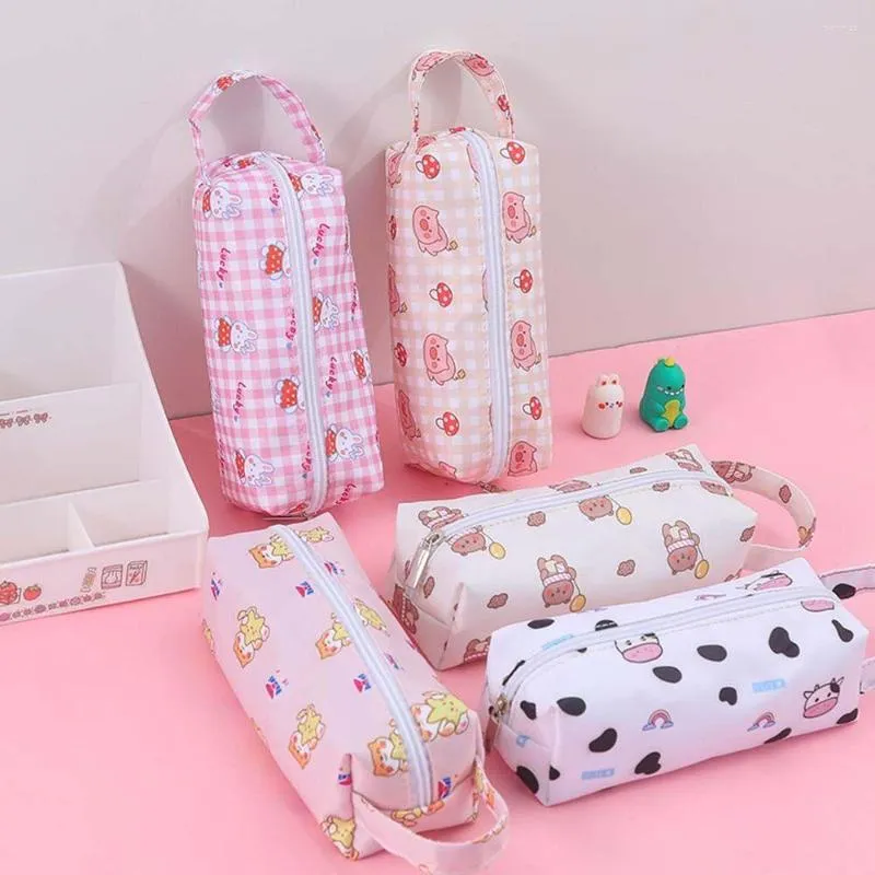 Wholesale Korean Cartoon Canvas Pencil Pouch Cute Stationery Storage