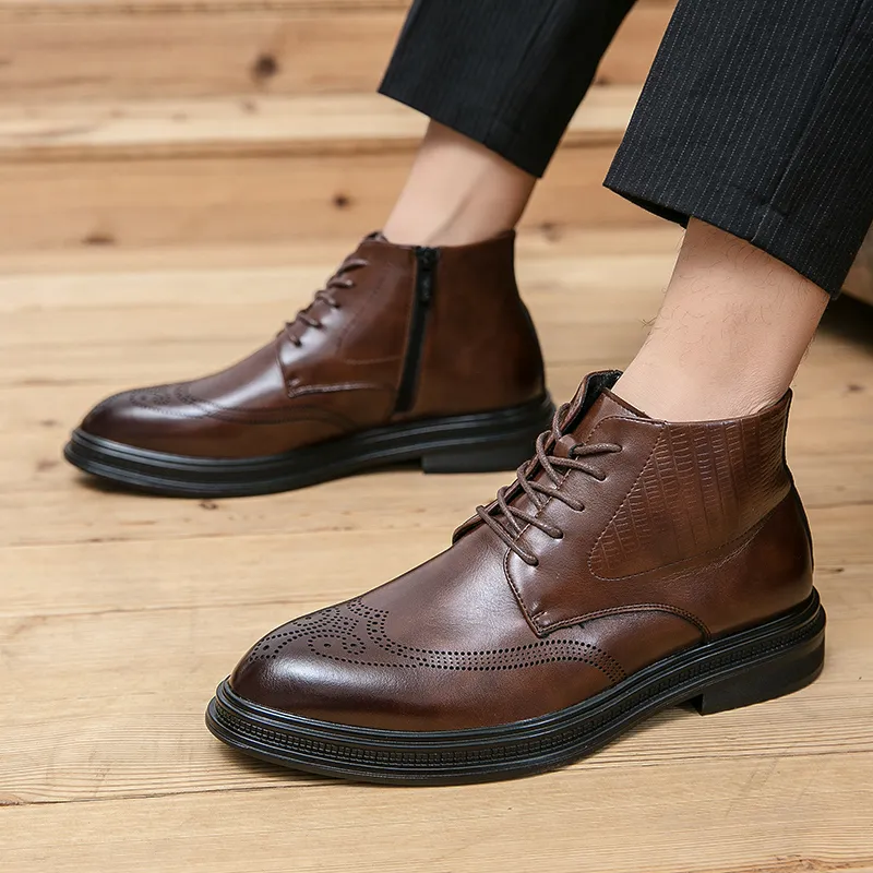 Мужчина Chelsea Boots American Retro Brogue Boots повседневные кожа