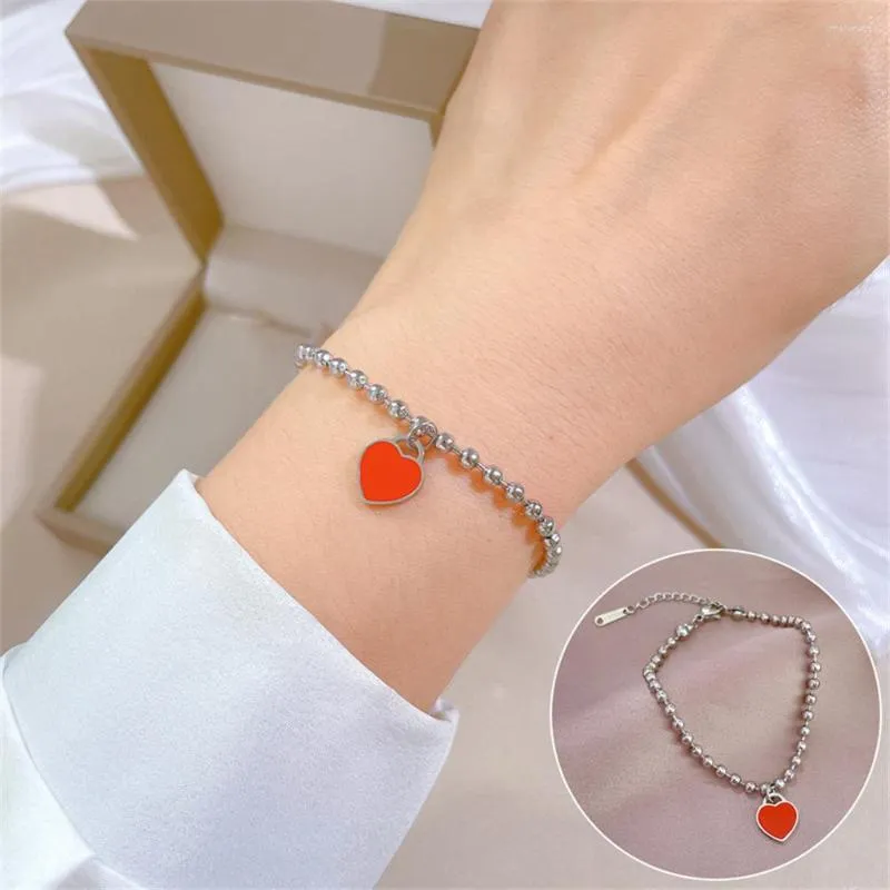 Braccialetti di collegamento Braccialetto di fascino del cuore di modo per i gioielli delle donne Acciaio inossidabile Star Girl Y2K Pulseras Regalo della sposa di nozze