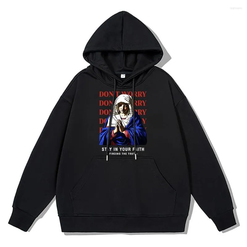 Sweats à capuche pour hommes Une personnalité de prière pieuse Rue Vêtements Hommes Casual Coton Pull à capuche Hiver Épaissir Chaud Sweat Lâche Oversize