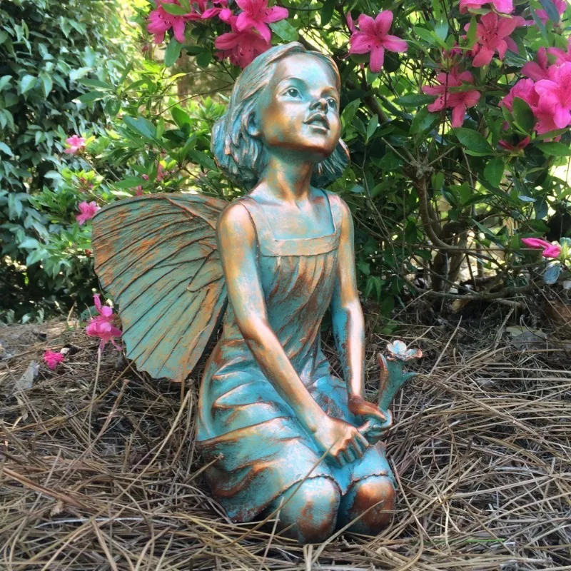 Decorative Objects Figurines 12"H Rebecca Fairy in Bronze Patina Home Patio Garden Large Statue 230804