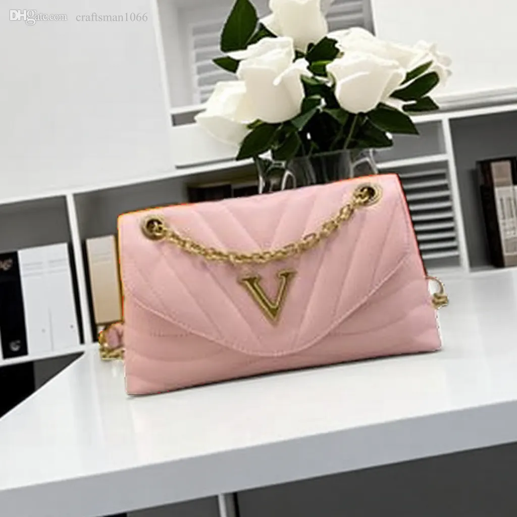 Ny Pink Chain Bag 2023 Top Designer High End Luxury V Quilted Cowhide Women's One Shoulder Crossbody Handväska stor kapacitet handväska mode mångsidig gratis frakt