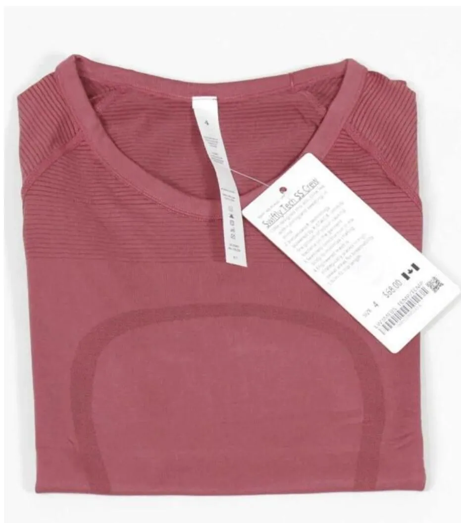 2023 nouveaux vêtements de yoga lulus 2.0 Swiftly Tech T-shirt de yoga à manches courtes sans couture pour femmes Slim Fit Light Fast Dry Sports Shirt Wicking Knit Fitness Respirant