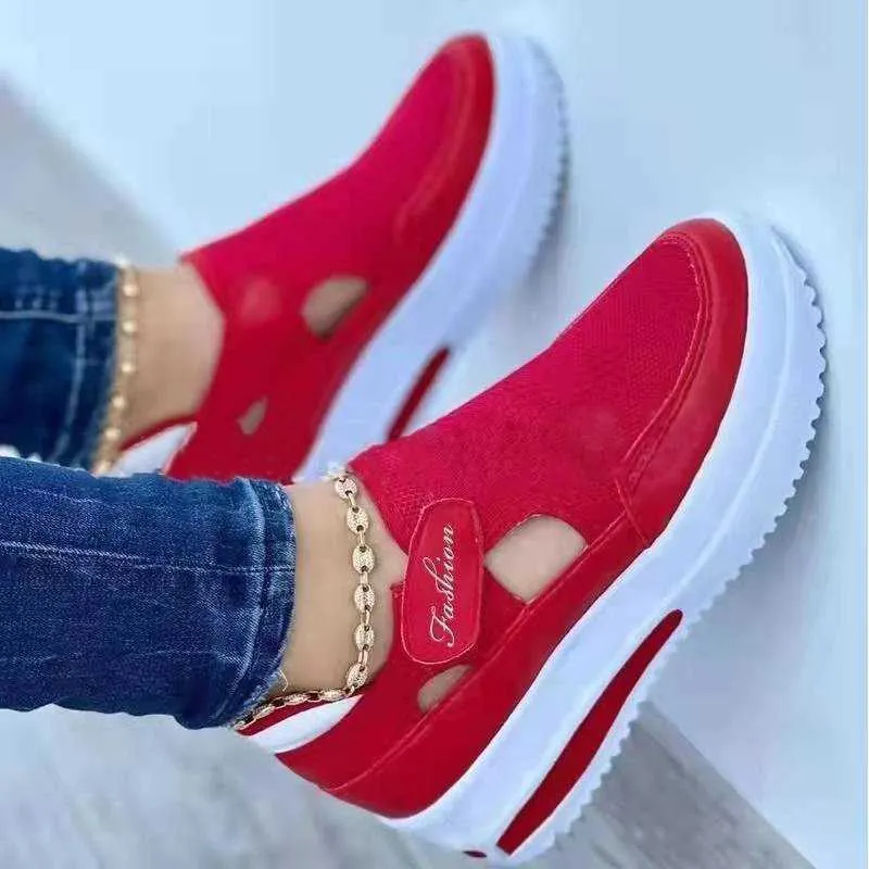 Dress Shoes Fashion Sneakers for Women Red Zapatillas Mujer Vintage Mesh Breathable Loafers Tenis Feminino Casual Sports Women Flats 159 J230806