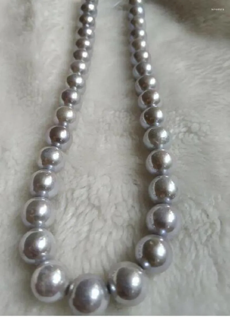 Chains Top Grading 10-11mm Natural South Sea Gray Pearl Necklace 18inch 14K Gold