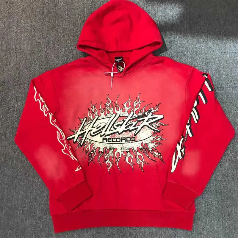 2023 Winte Hellstar Red Hoodie Guard Terry Fabric 1 1 High Street Print Top Kwaliteit Sport Men Women Sweatshirt Hooded Pullover T230806