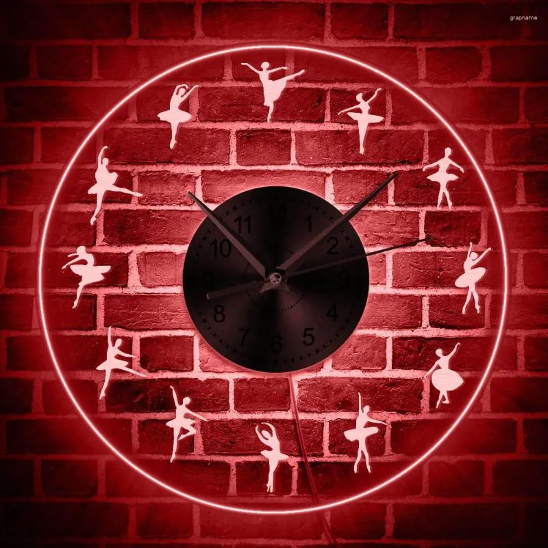 Настенные часы балетные танцовщицы силуэт цвет смены часы балетная студия светодиодная подсветка современная