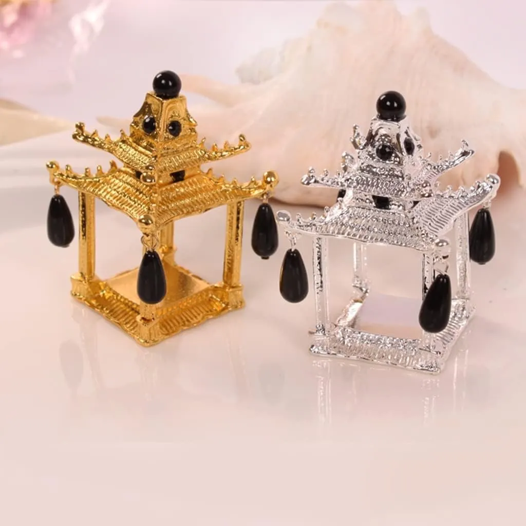 Serviette Rings Chinese Classical Pagoda-Shaped Napkin Ring, Luxury Dining Table Napkin Buckle, Party Tableware Decoration Color : Gold, 5*7cm*4