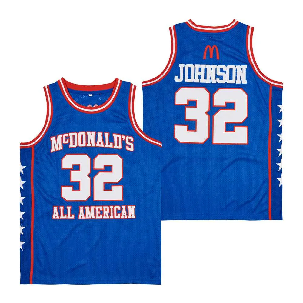 SL 32 JOHNSON MCDONALDS All American Basketball Jersey Blue Size S-XXL