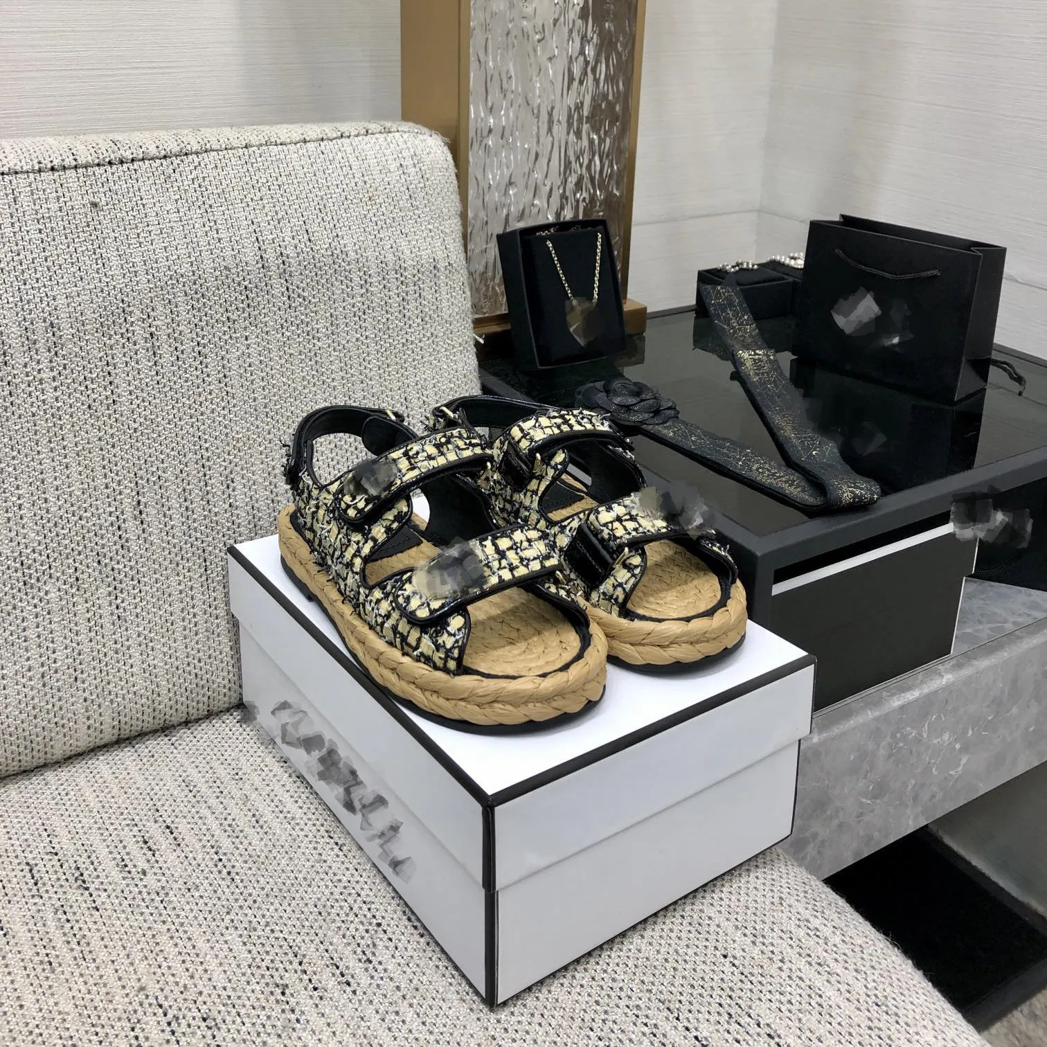 Tweed dad sandals sale