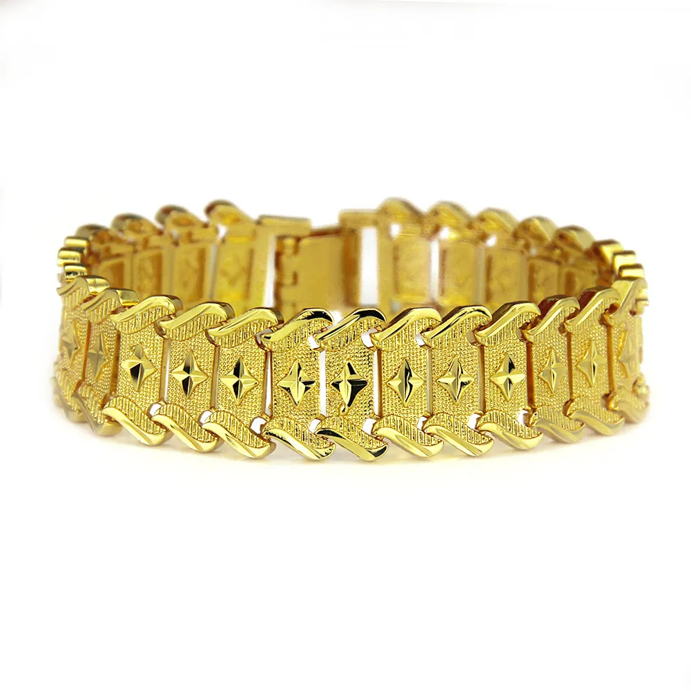 Hip-Hop Rapper Men Star Cuban Chain Bracelet Cool Punk Hand Gold Silver Jewelry Nightclub Show Wholesale Jewelry 20cm Length 1664