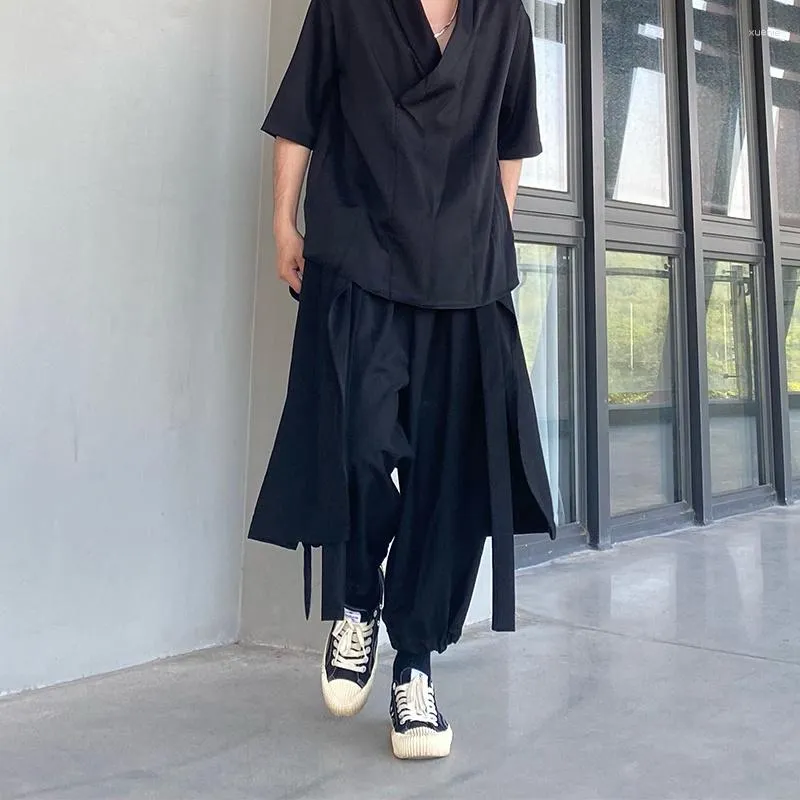 Pantaloni da uomo Yoshi Yamamoto Gamba larga Uomo Primavera/estateStreamers Pantaloni Fashion Brand Design Pendant Sense Corset