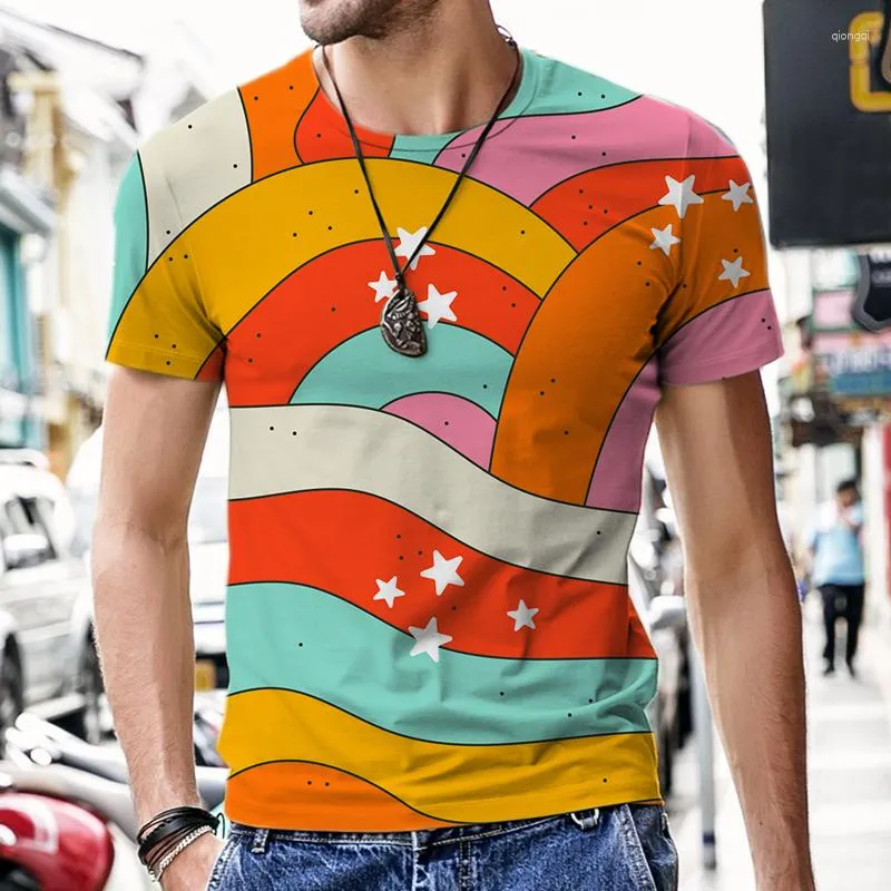 Męskie koszulki T-shirt 3D Modna moda z krótkim rękawem swobodny bluza abstrakcyjna olśniewająca wzór 2023 Summer Men unty Tops