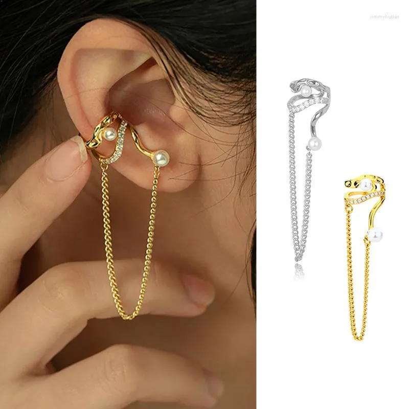 Ryggar örhängen oregelbunden lång hängande tofs kedja ingen piercing öronklipp för kvinnor 1pc designer kpop manschett örna smycken ef073