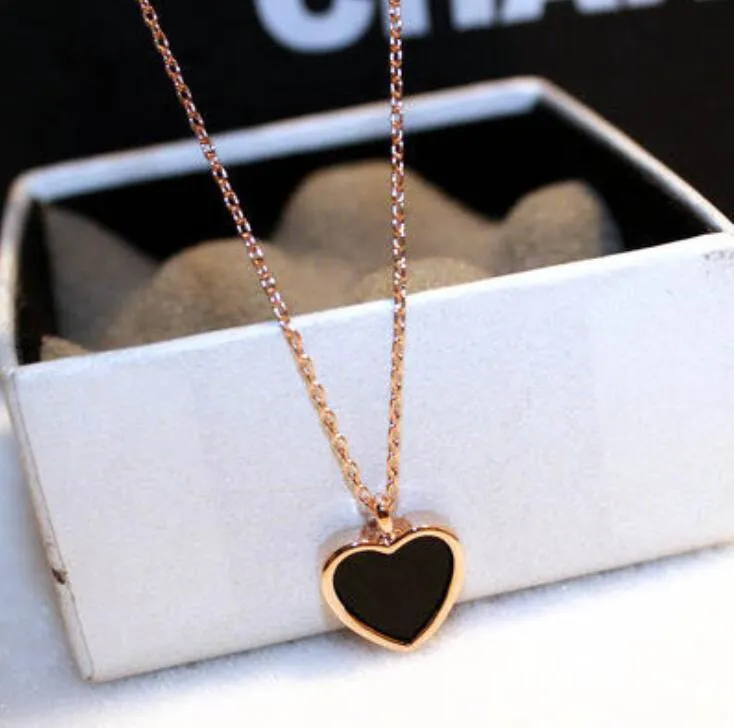 Choucong Brand Heart Pendant Simple Fashion Jewelry 925 Silver Rose Gold Fill Black Cz Diamond Party Women Wedding Clavicle Netclace for Lover Gift