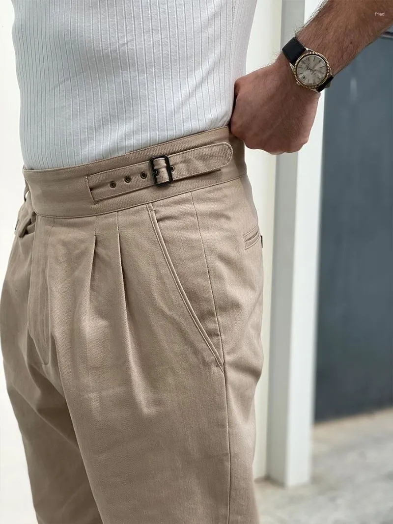 Herrbyxor 2023 Gurkha Kolger Casual avsmalnande bomull Khaki Capris kan anpassas