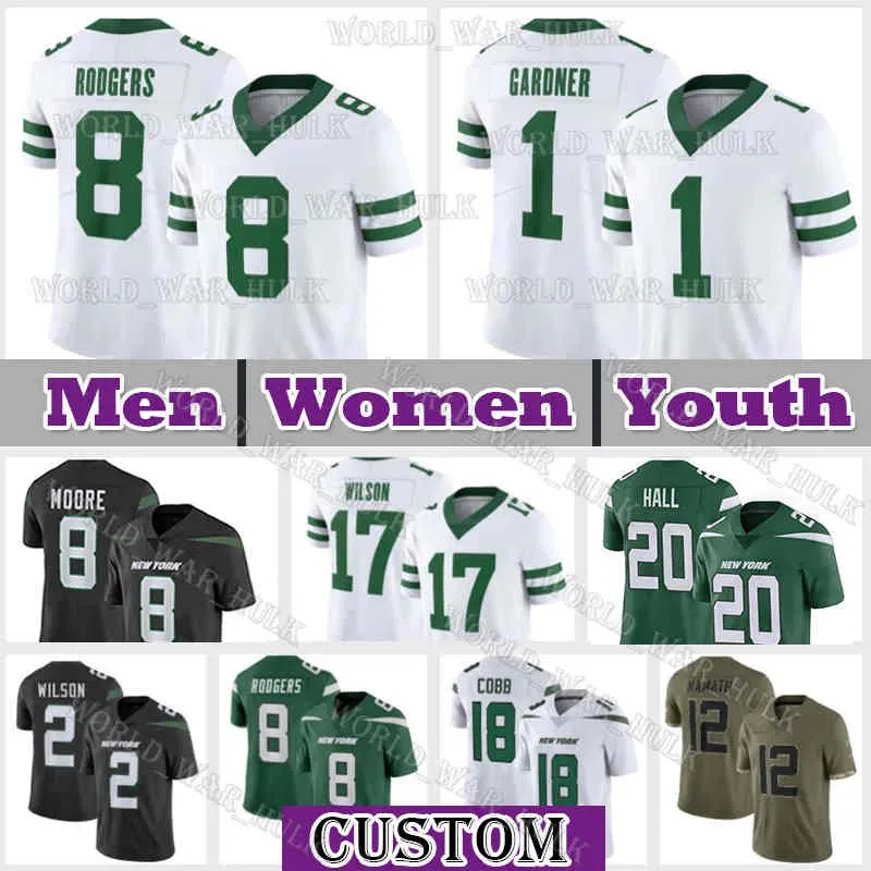 New YorkJets8 Aaron Rodgers Jersey Garrett Wilson Ahmad Sauce Gardner