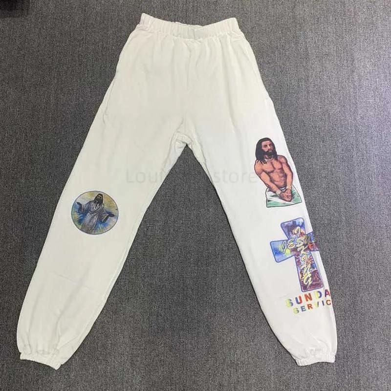 22SS Wzór retro drukowanie Jezus Is King Pants Mężczyzna Kobiety Rozmiar UE 100% bawełniany Jezus is król spodni streetwear t230806