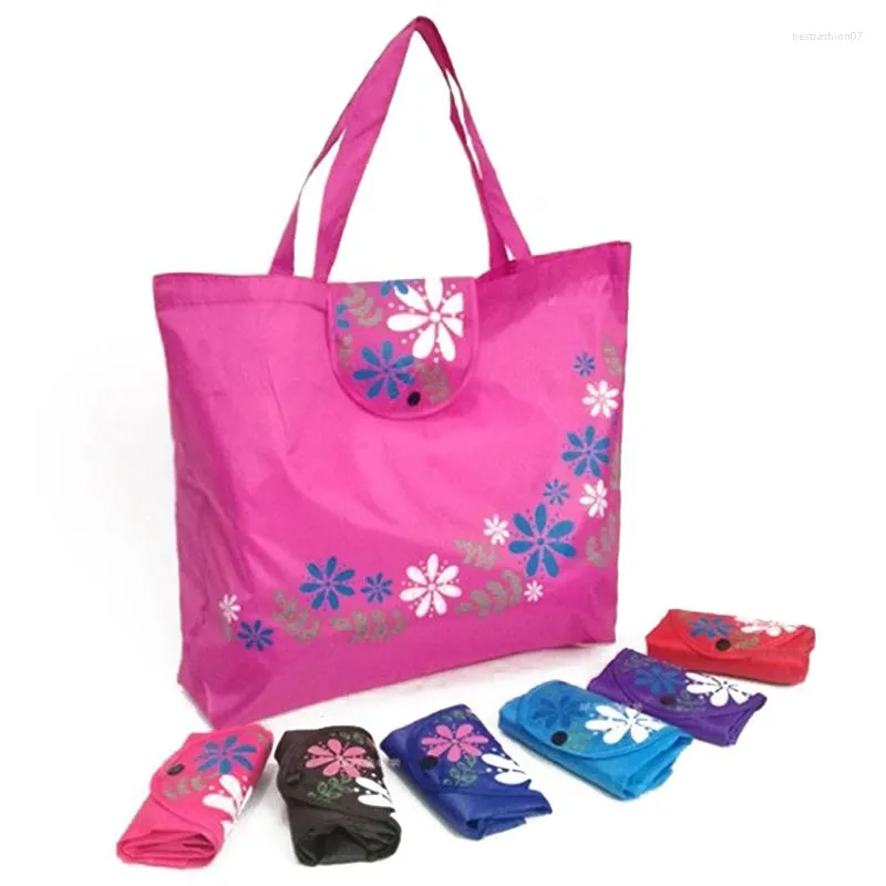 Sacs à provisions femmes sac pliable grande capacité Portable sac à main décontracté Floral environnement fourre-tout boucle épicerie