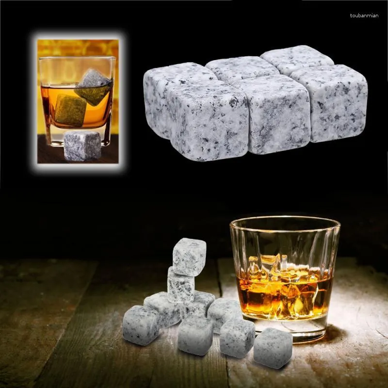 Borse portaoggetti 6 pezzi Whisky Ice Wine Stone Cube Drink Rock Granite Bar Accessori