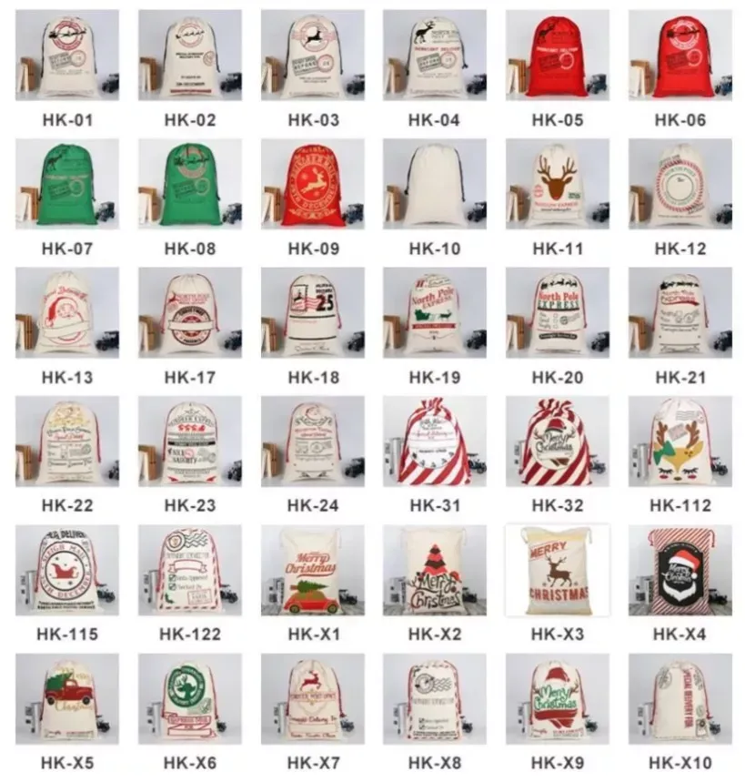 Christmas Gift Bag With Drawstring Santa Sacks Candy Cookie Storage Large Bag Xmas Tree Ornament Festival Decoration FY4249