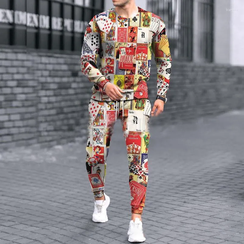 Erkek Hoodies Erkekler İki Parçalı Set Sweatshirt ve Sweatpants Sonbahar Günlük Uzun Kollu Külot Sokak Giyin