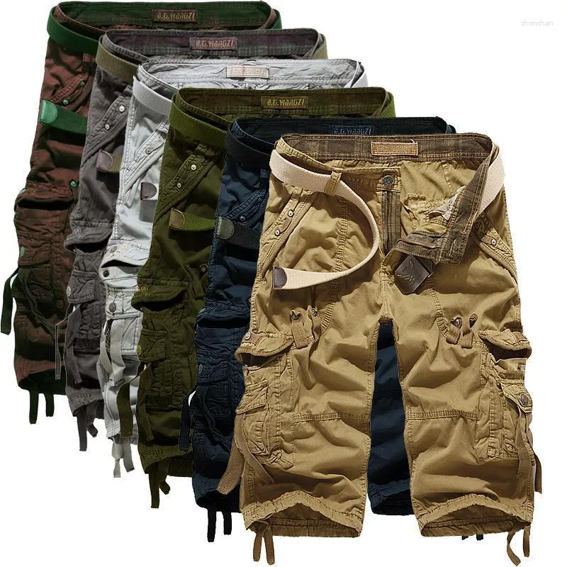 Shorts Masculino Versão Coreana 2023 Calça Cargo Solta Com Vários Bolsos Lavada à Água Capris Grande Moda Casual