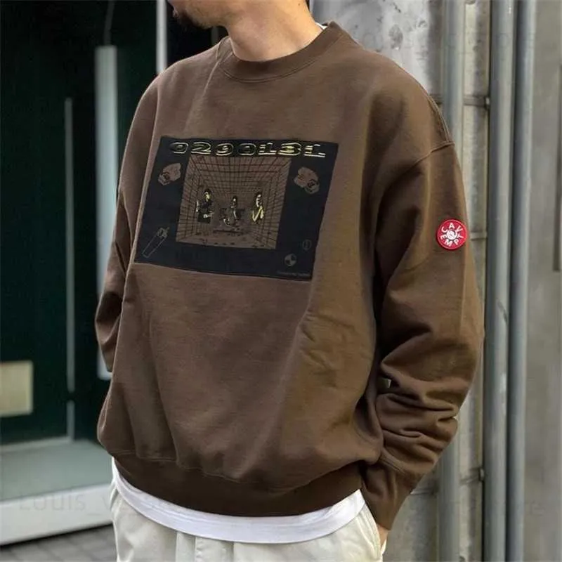 God kvalitet batik lapptäcke brun broderi cavempt c.e mode tröjor män tvättade cav tip kvinnor crewneck hoodies t230806