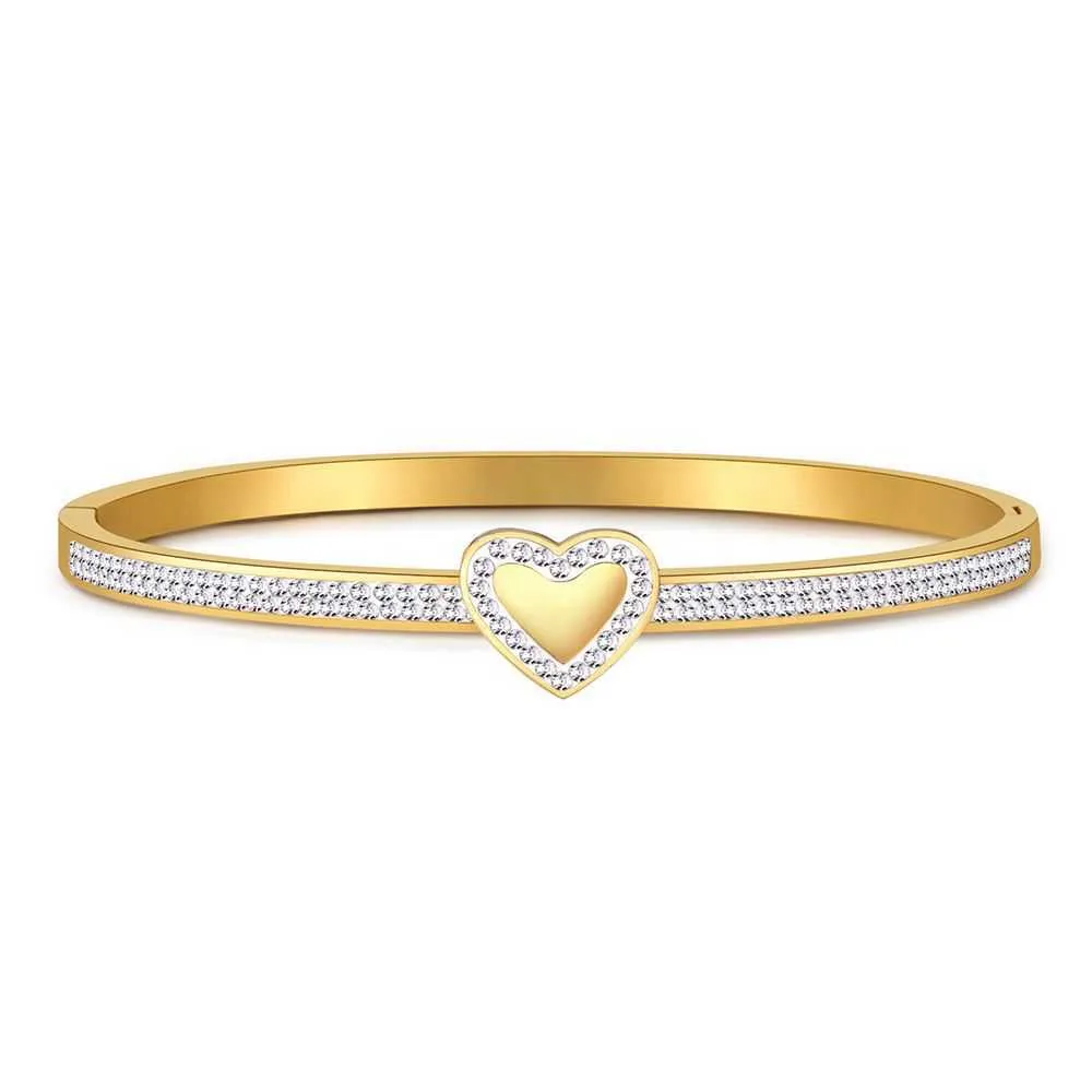 Original varumärke TFF Fashion Love Diamond Armband Light Luxury Non Fading Gold Peach Heart Personlig enkel handkläder