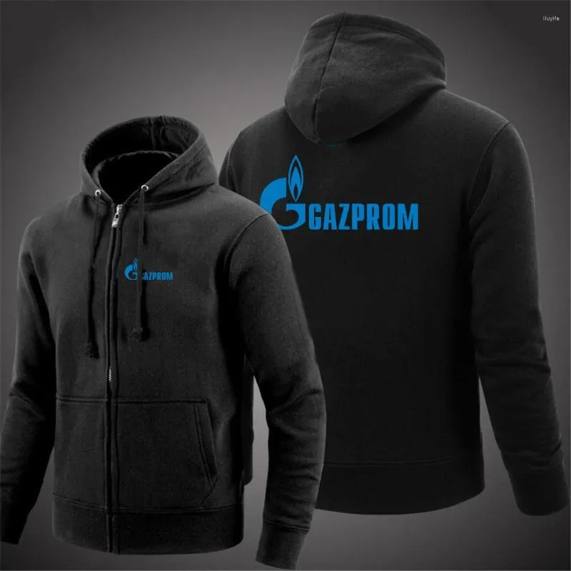 Herrtröjor 2023 män Ryssland Gazprom Autumn Jack Zipper hoodie högkvalitativ bekväm fast färg ytterkläder träning huvtrockstopp