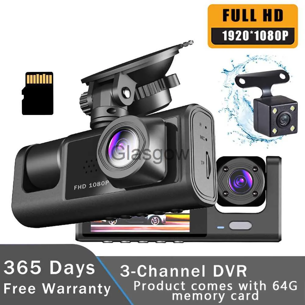 Car DVRs 3 Channel Car DVR HD 1080P 3Lens Inside Vehicle Dash Cam Three Way Camera DVRs Recorder Video Registrator Dashcam Camcorder x0804 x0804