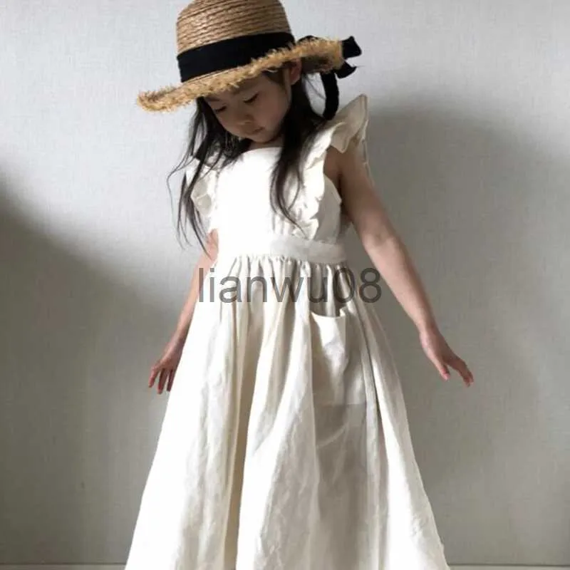 Robes de fille 2023 Nouvelle Marque Bébé Filles Robes Coréenne Japon Style D'été Enfants Filles Robe Volants Enfants Fille Vêtements Causal Princesse Robe x0806