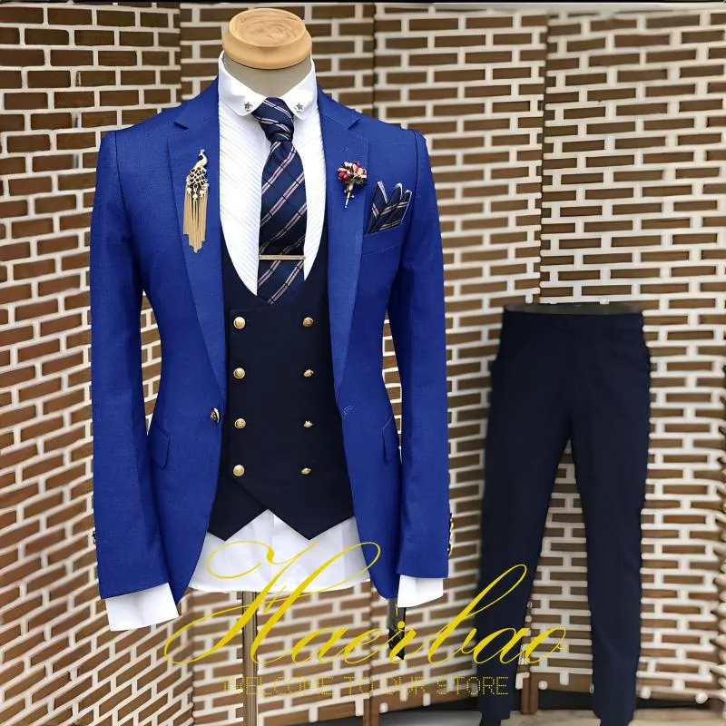 Light blue jacket shop dark blue pants