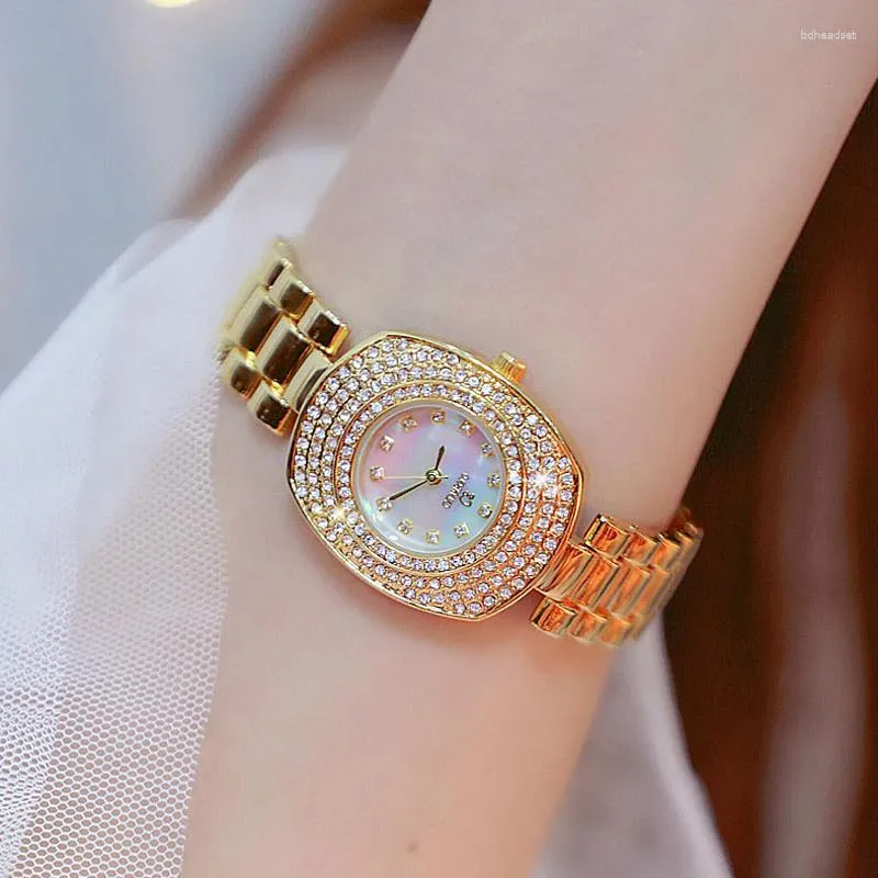 손목 시계 BS 시계 여성 2023 로즈 골드 레이디 스테인리스 스틸 여성 손목 시계 광장 Montre Femme