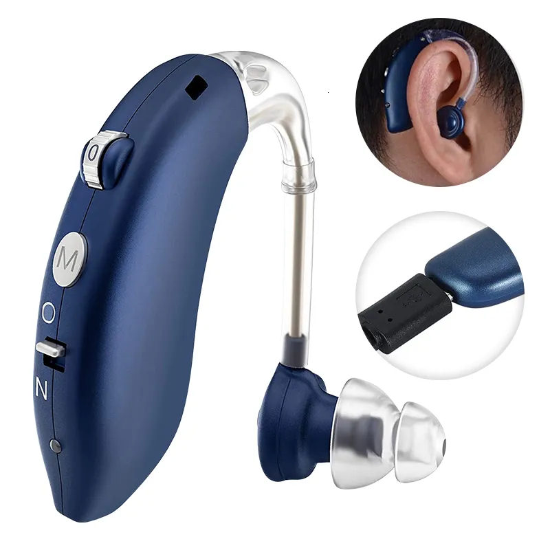 Bluetooth Hearing Aid Rechargeable Behind The Ear Sound Voice Amplifier Ear  Care