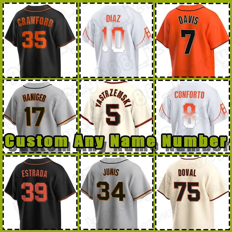 Benutzerdefinierte San Francisco''Giants''5 Mike Yastrzemski Baseball-Trikot 17 Mitch Haniger Giants Brandon Crawford Thairo Estrada 7 Davis San Francisco Camilo