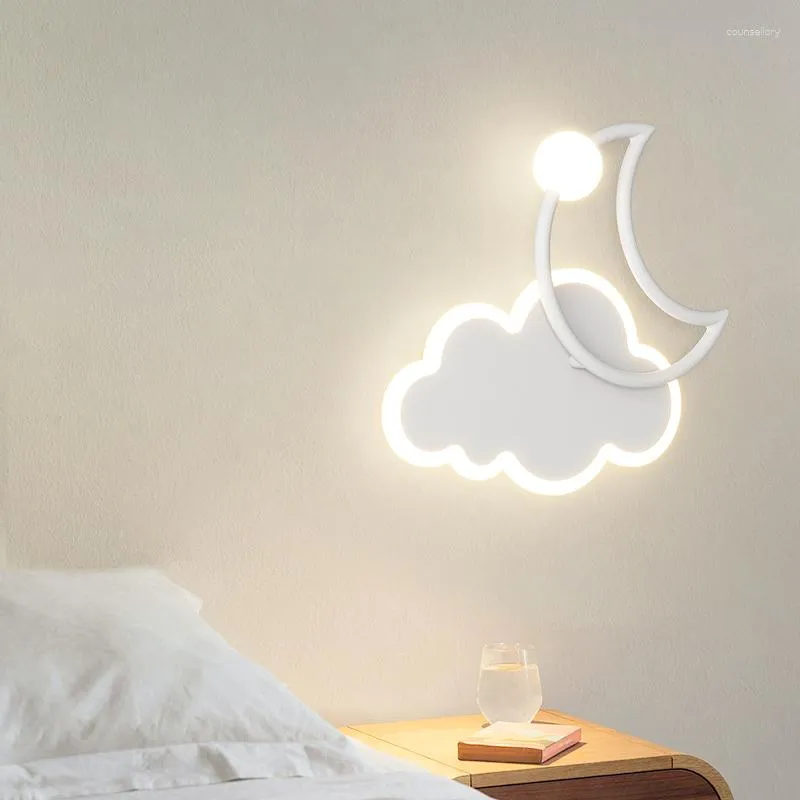 Wall Lamps Children's Room Modern Simple Creative Cartoon Cloud Led Light Moon Bedroom Bedside Lamp Boys Girls Loft Bed