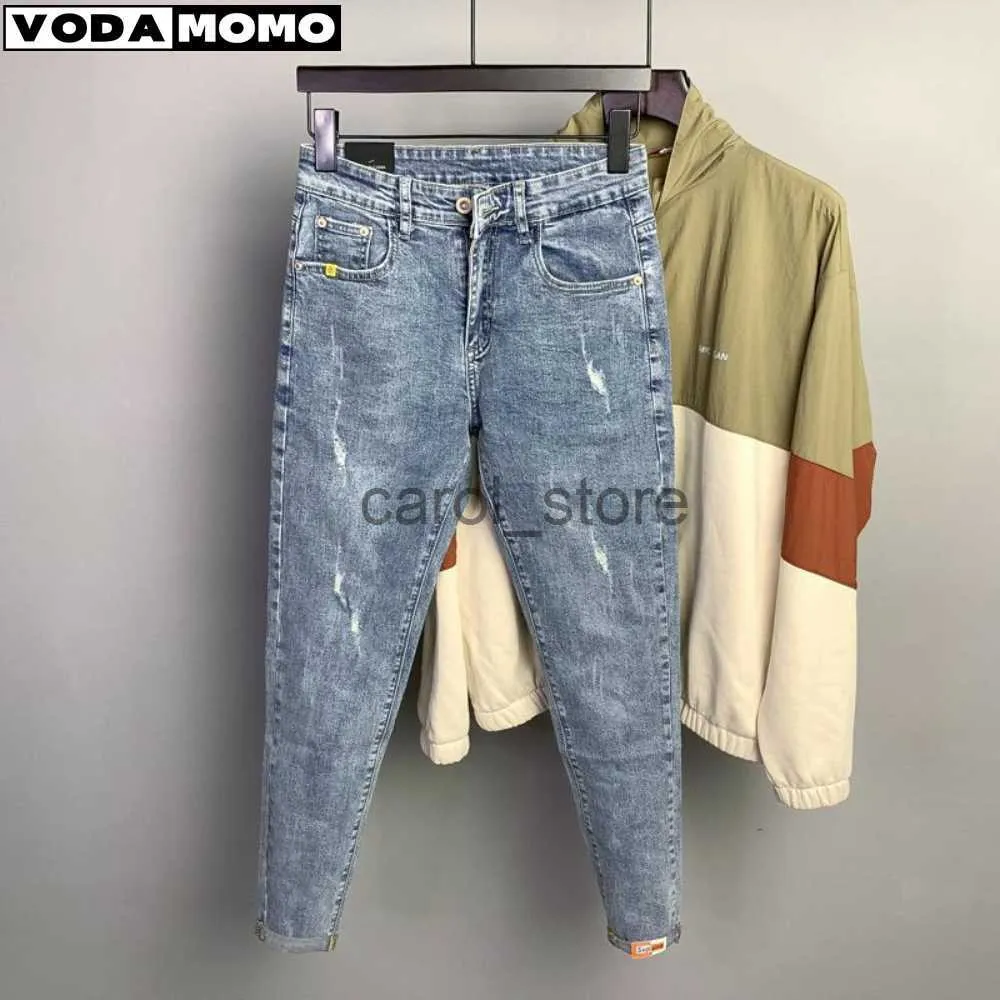 Heren Jeans Mode Designer Mannen Jeans Retro Stretch Slim Fit Painted Ripped Jeans Mannen Koreaanse Stijl Vintage Casual Denim Broek streetwear J230806