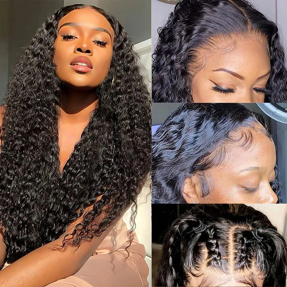 Deep Wave Lace Front Perruques de Cheveux Humains Brésiliens 13x6x1 HD Transpare Lace Frontal Curly Wave Perruque de Cheveux Humains pour Femme Cheveux Humains