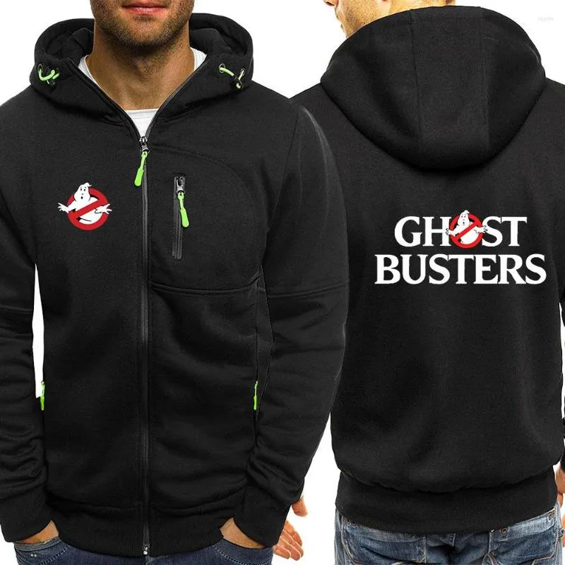 Herrtröjor 2023 män ghostbusters film vår och höst fleece dragkedja tryck hoodes hip hop streetwear cardigan zip up tröjor toppar