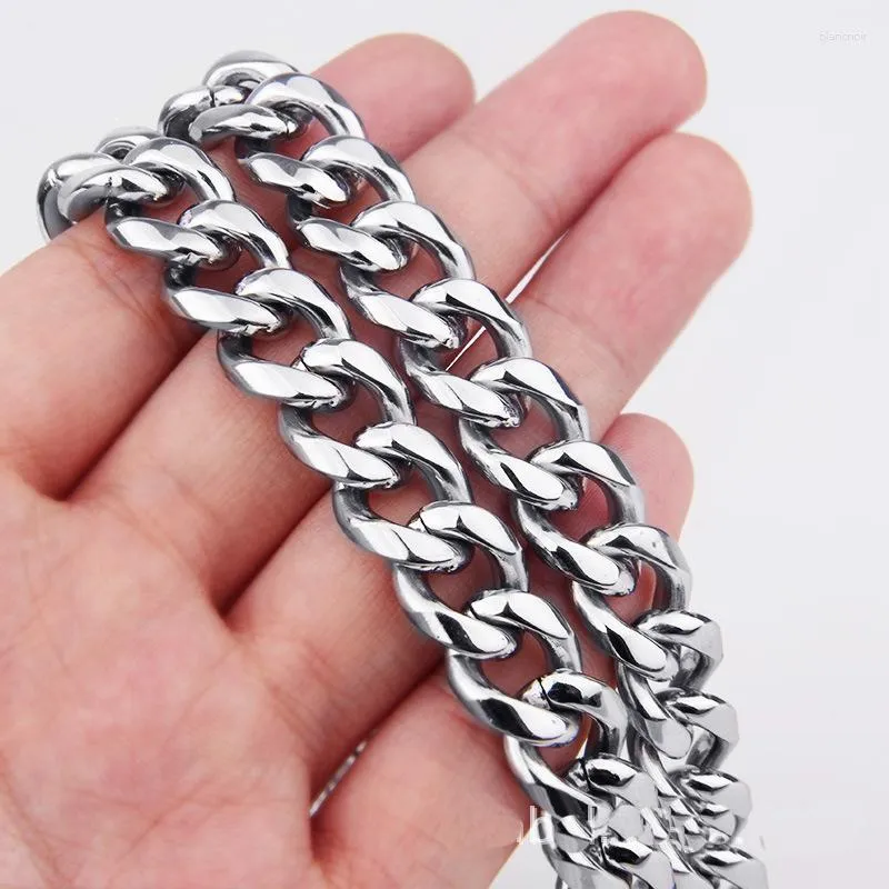 Kettingen Hoge Polijsten 10/12/15mm Breedte Cool Mannen Sieraden 316 Roestvrij Staal Zilver Kleur Cubaanse link Chain Armband Of Ketting 7 "-40"