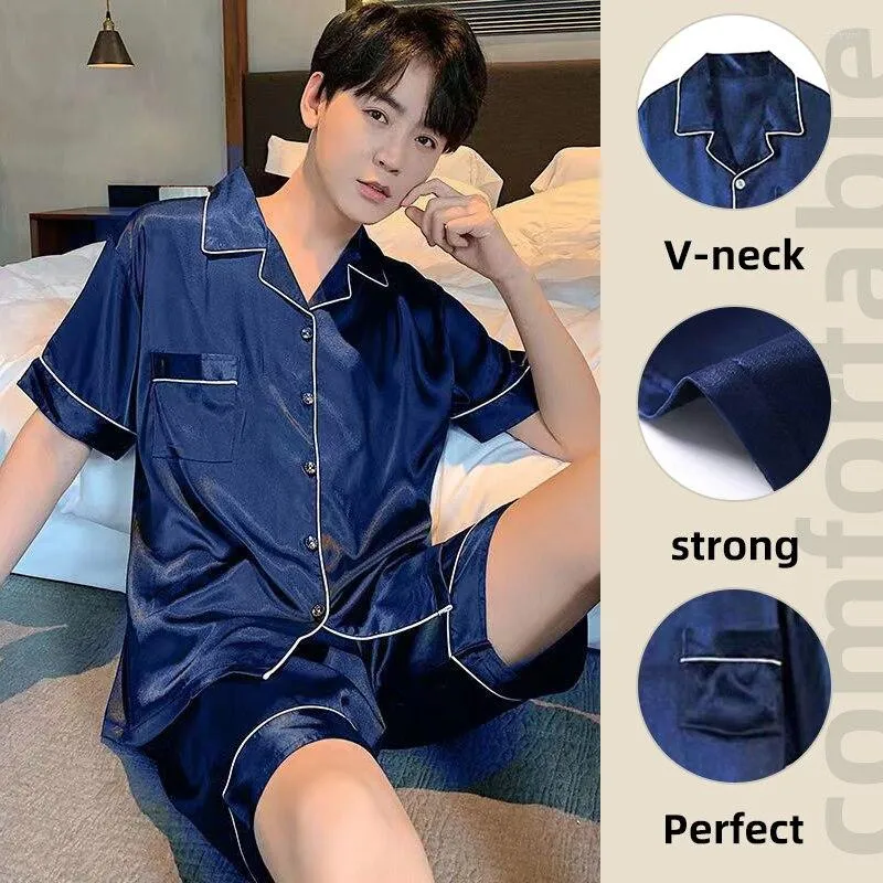 Ropa De Dormir Para Hombre Pijama De Seda Helada Conjunto De Pijama Ropa De Dormir Negro Gris XXL 3XL 4XL Camisas Pantalones Cortos Color Liso Liso Informal De 9 55 DHgate