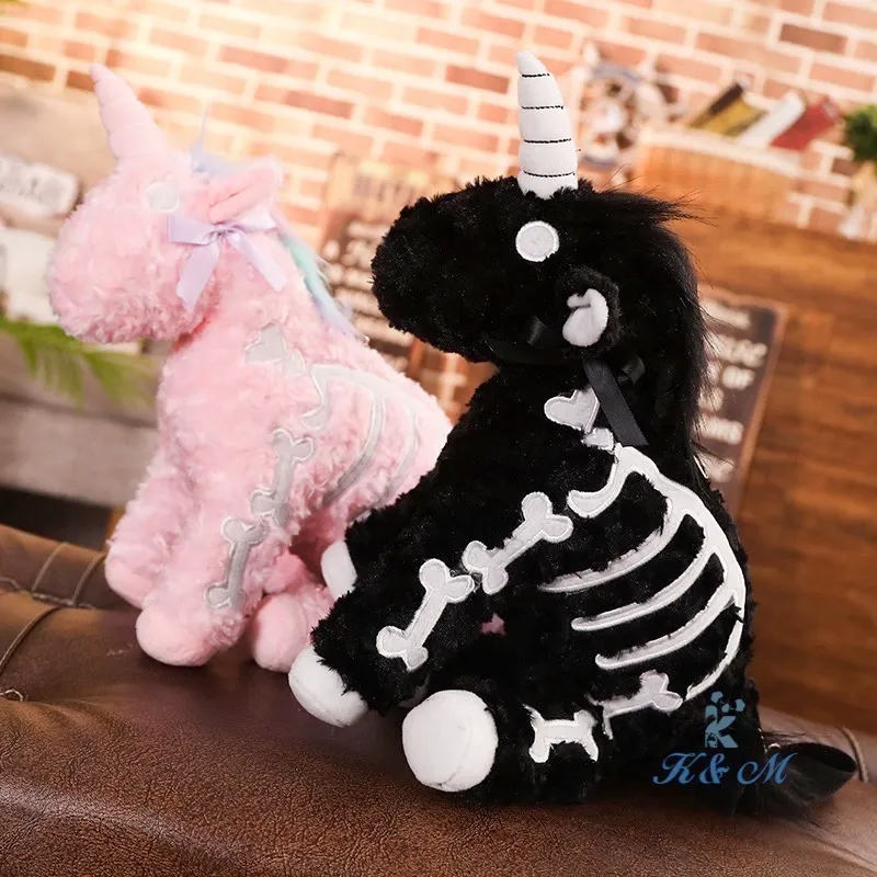 New Devil Fashion Unicorn Plush Messenger Bag Punk Style Pink and Black  PP Cotton Doll Gift (New Arrival, Hot Selling)