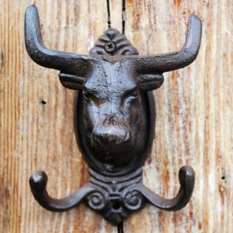 Rustic Bull Head Cast Iron Wall Hook With Dual Metal Wall Hanger For  European Home And Garden Decor Metal Figurine Hook From Bonziwells, $48.15