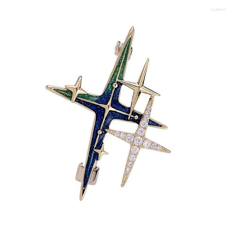 Brooches High Quality Gold Plated Metal Female Suit Lapel Pins Jewelry Wholesale Fashion Vintage Enamel Stars For Women