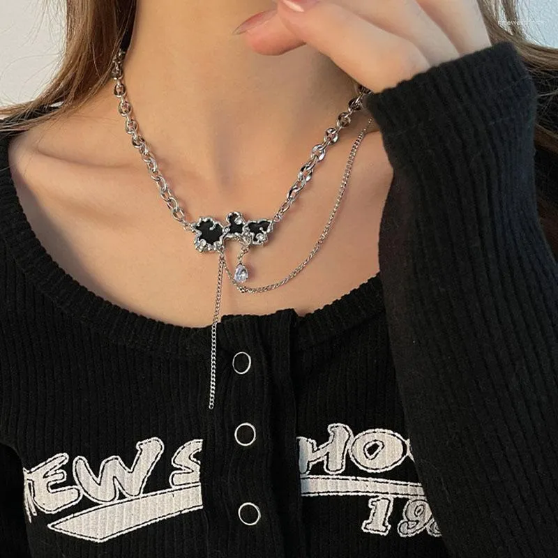 Colares com pingente chique nuvens pretas com design de zircônia brilhante colar de aço inoxidável clavícula suéter corrente acessórios para meninas mulheres