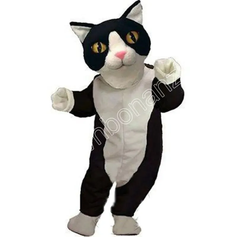 Costume de mascotte chat noir blanc de haute qualité marchant Costume d'halloween grand événement Costume Costume fête