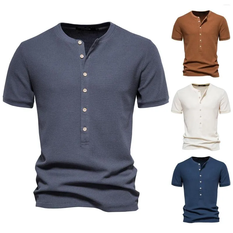 Herren-T-Shirts, langärmelig, modisch, Herren-T-Shirt, Knopf, Rundhalsausschnitt, Basic, einfarbig, gestrickt, groß, groß für